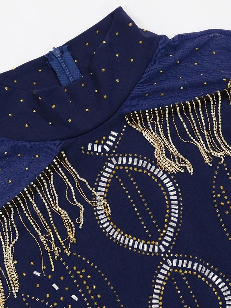 Golvlång Tofs Trekvartsärm Pullover Etnisk Maxiklänning