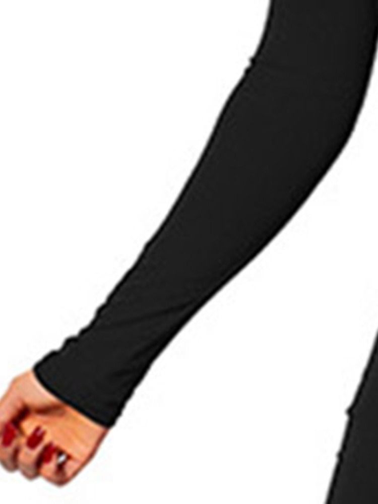 Långärmad Delad Snedkrage Mid Waist Pullover Klänning