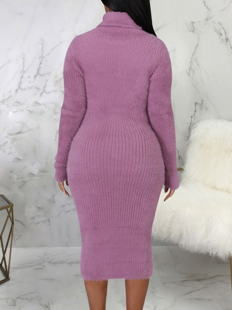 Långärmad Mid-Kalv Turtleneck Formell Vanlig Klänning