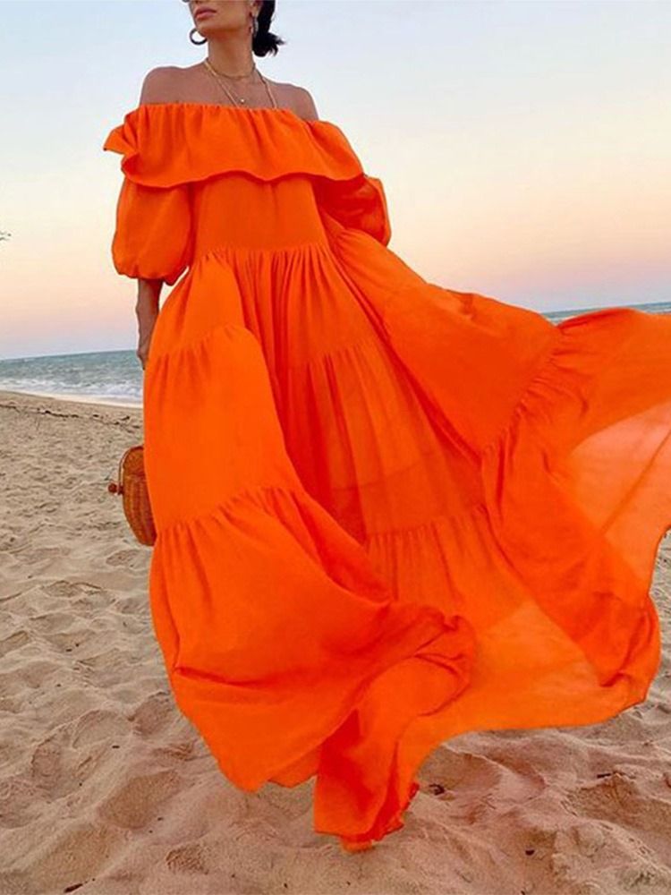 Off Shoulder Blommig Maxiklänning Strandklänningar För Kvinnor