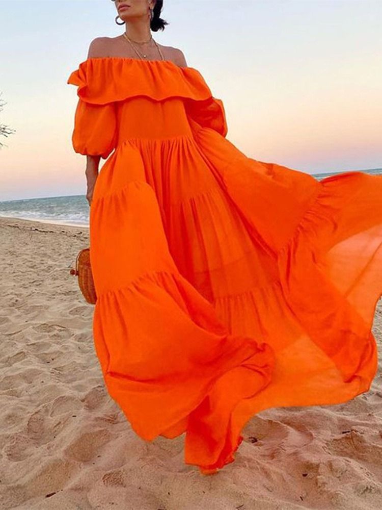 Off Shoulder Blommig Maxiklänning Strandklänningar För Kvinnor