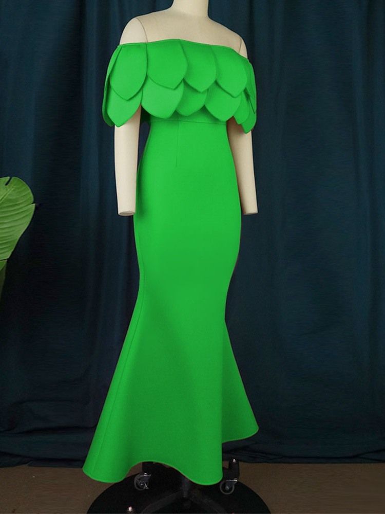 Off Shoulder Half Sleeve Golvlång Fashion Mermaid Maxiklänning
