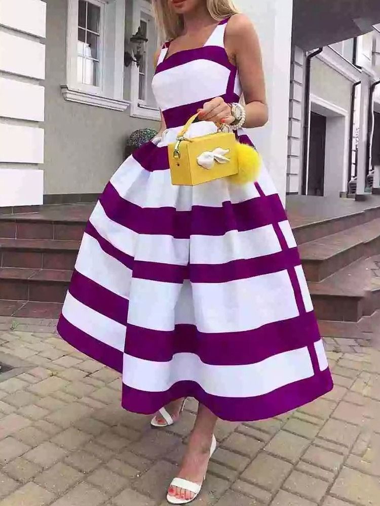 Patchwork Ärmlös Ankellång Hösttröja Damklänning
