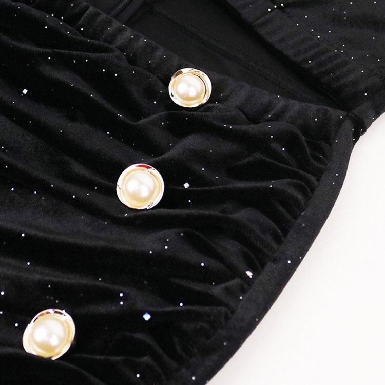 Plus Size Button Stand Krage Ankellång Pullover Bodycon Klänning
