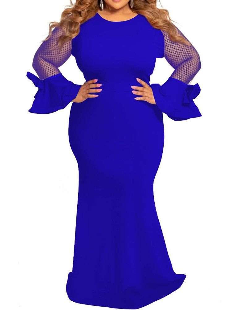 Vit Klänning Bowknot Långärmad Golvlång Bodycon Flare Sleeve Klänning