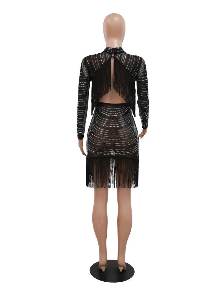 Above Knee Långärmad Turtleneck A-Line Mid Waist Bodycon Klänning