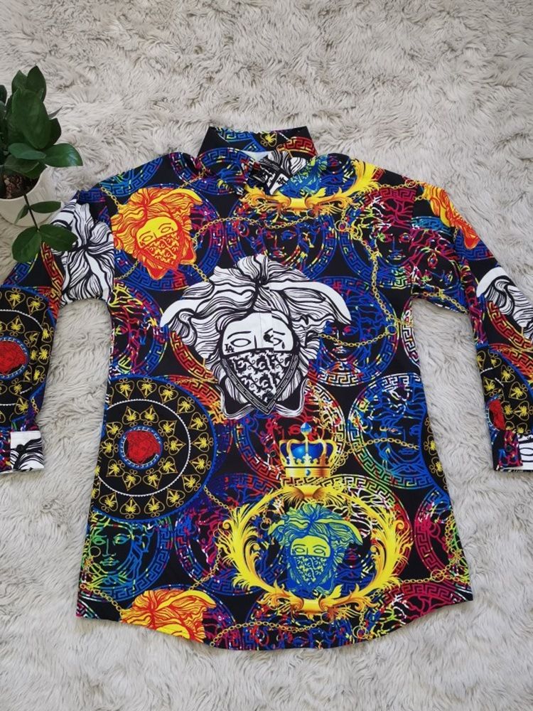 Above Knee Long Sleeve Print Spring A-Line Klänning