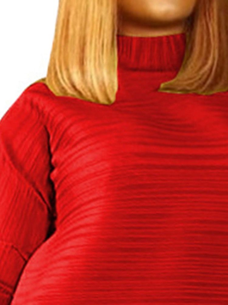 Ärm Knä-Lång Turtleneck Vanlig Hög Midja Damklänning