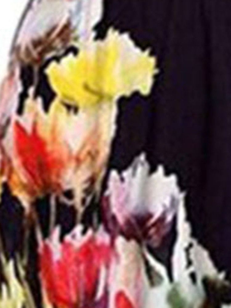 Bowknot Off Shoulder Half Sleeve Print Expansion Klänning
