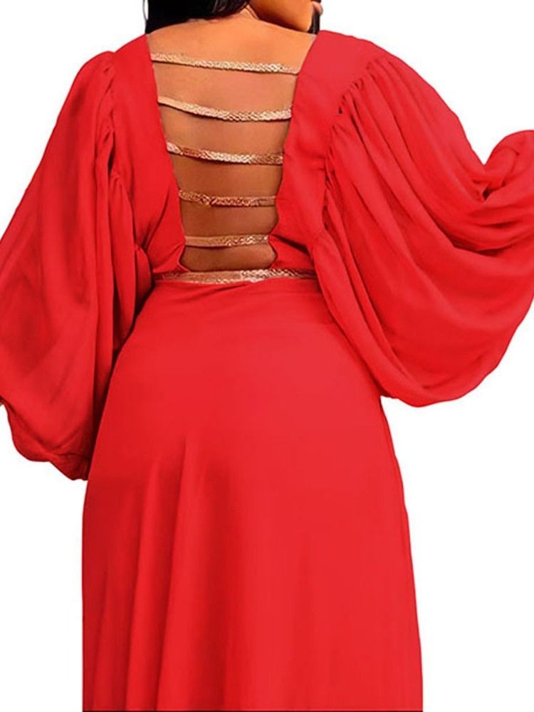 Golvlång Rundhalsad Långärmad Fashion Spring Maxi Klänning