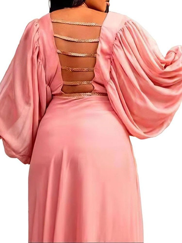Golvlång Rundhalsad Långärmad Fashion Spring Maxi Klänning