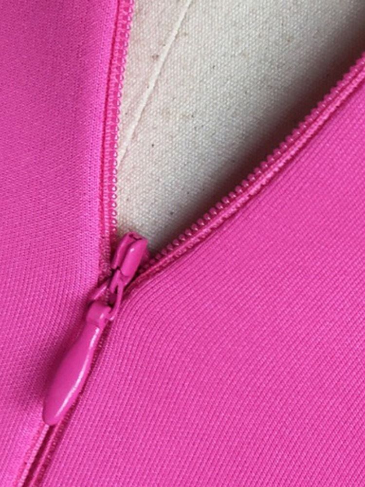 Långärmad Above Knee Stringy Selvedge Våren Slät Klänning