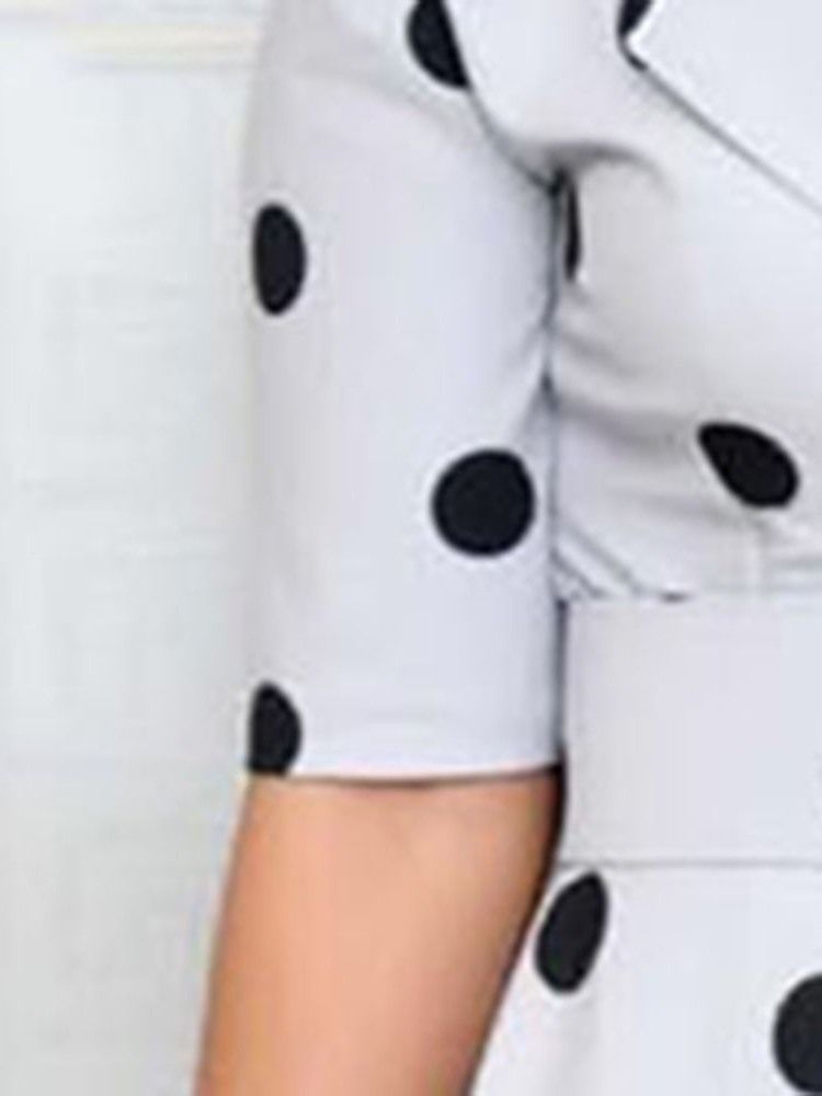 Polka Dots A-Line Mid-Calf Half Sleeve Regular Ol Klänning (Utan Midjeband)