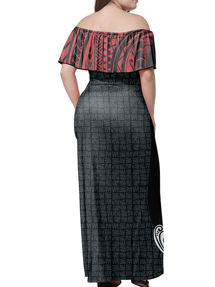 Print Kortärmad Off Shoulder Pullover Sommarklänning