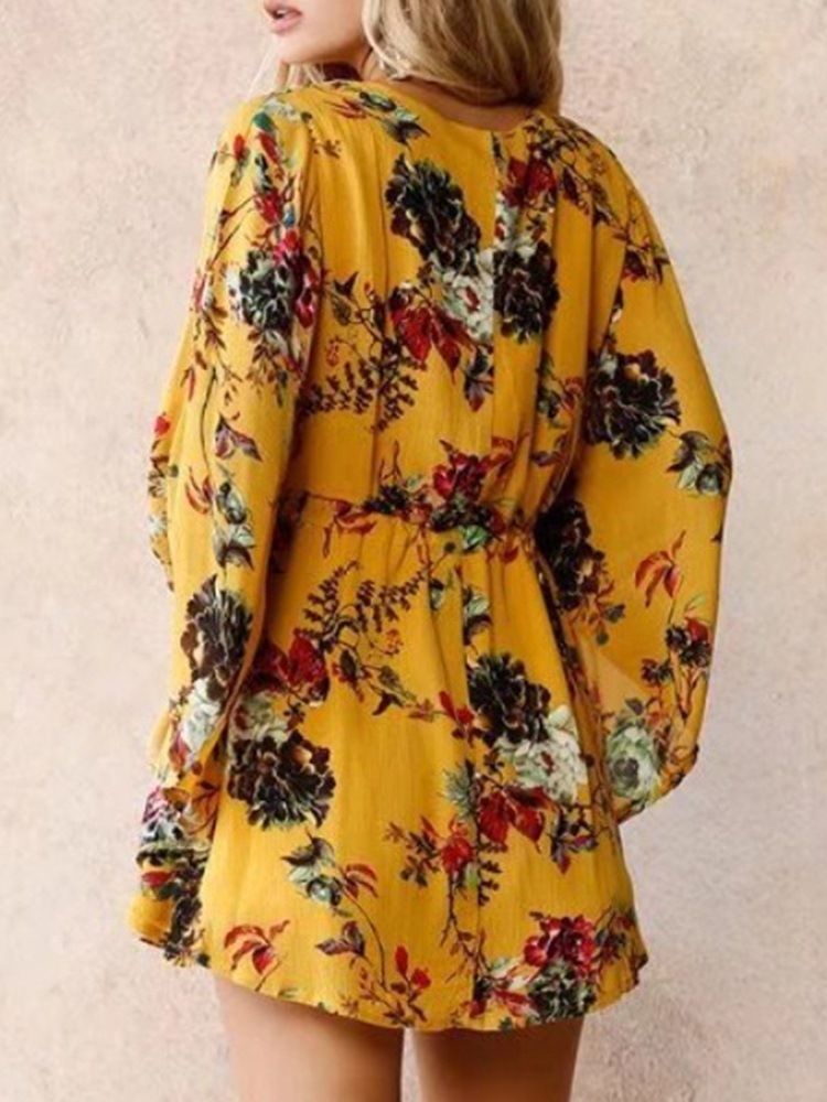 Print Nio Points Sleeve Above Knee Pullover Klänning