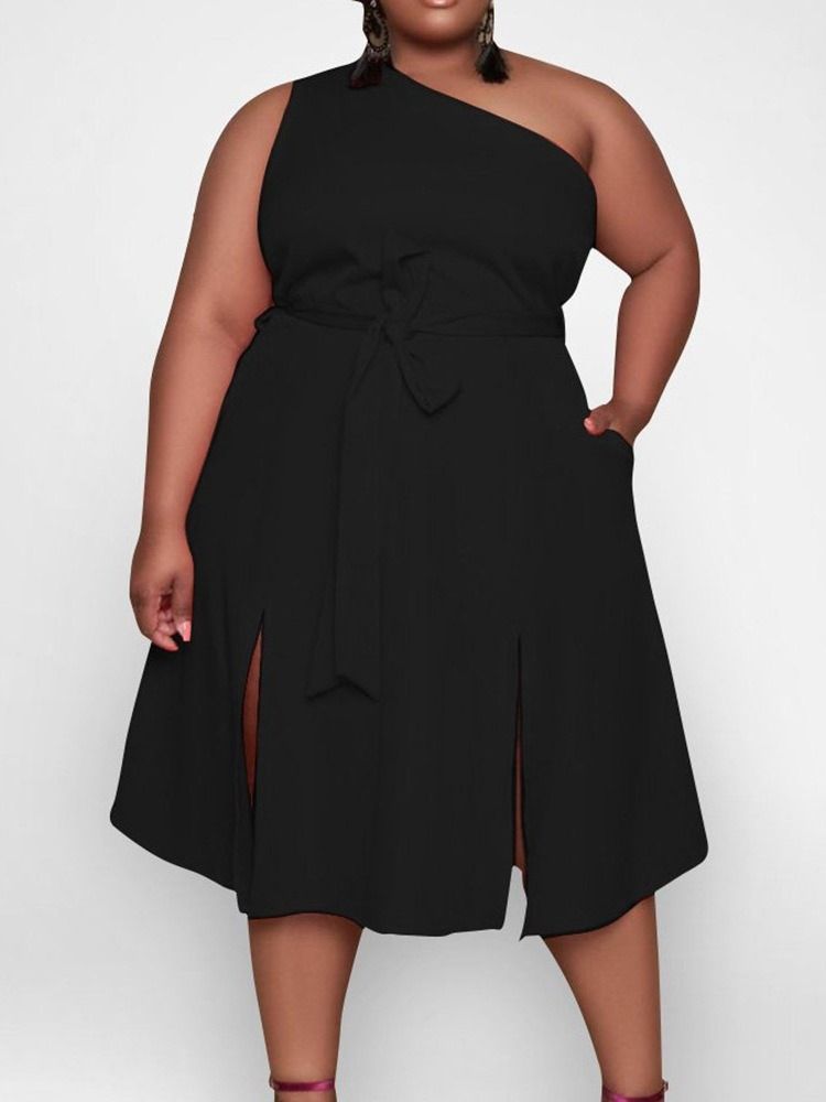 Snedkrage Ärmlös Mid-Calf Pullover Fashion Plus Size Klänning
