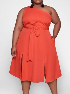 Snedkrage Ärmlös Mid-Calf Pullover Fashion Plus Size Klänning