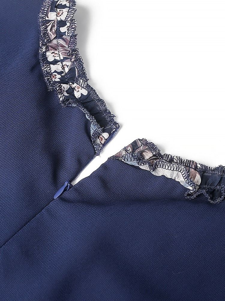 Stringy Selvedge Kortärmad Golvlång Blommig A-Line Klänning