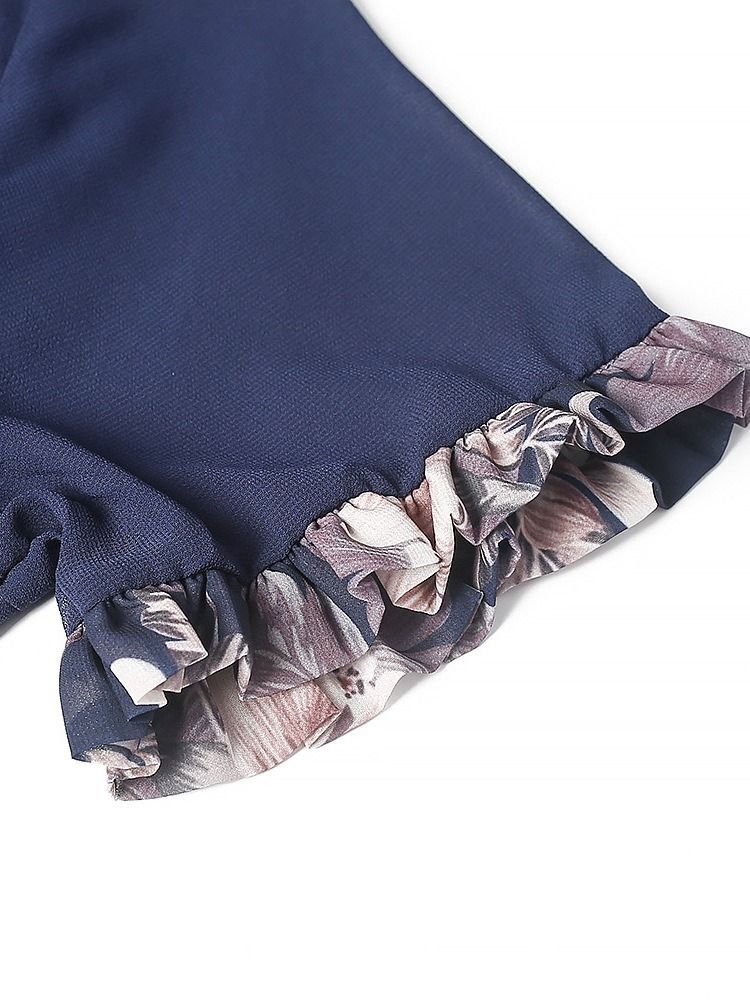 Stringy Selvedge Kortärmad Golvlång Blommig A-Line Klänning