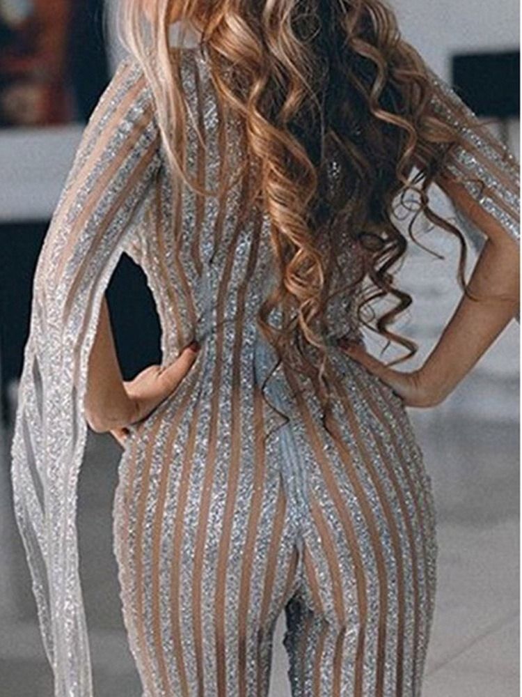 Ankellängd Ladylike Lurex Pencil Pants Skinny Jumpsuit