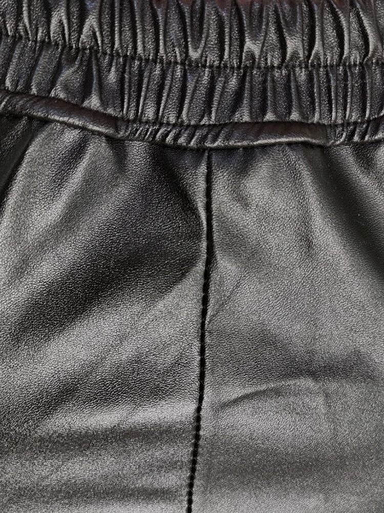 Blixtlås Vanlig Slim Full Längd Mellan Midja Casual Byxor