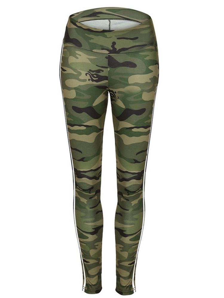 Camouflage Skinny Print Casual Byxor Med Hög Midja
