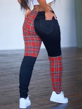 Color Block Pocket Loose Pencil Pants Full Längd Casual Pants
