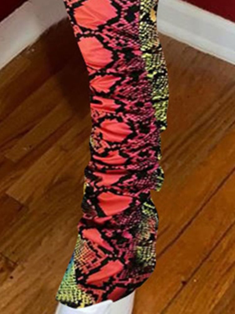 Color Block Slim Bellbottoms Casual Byxor Med Hög Midja