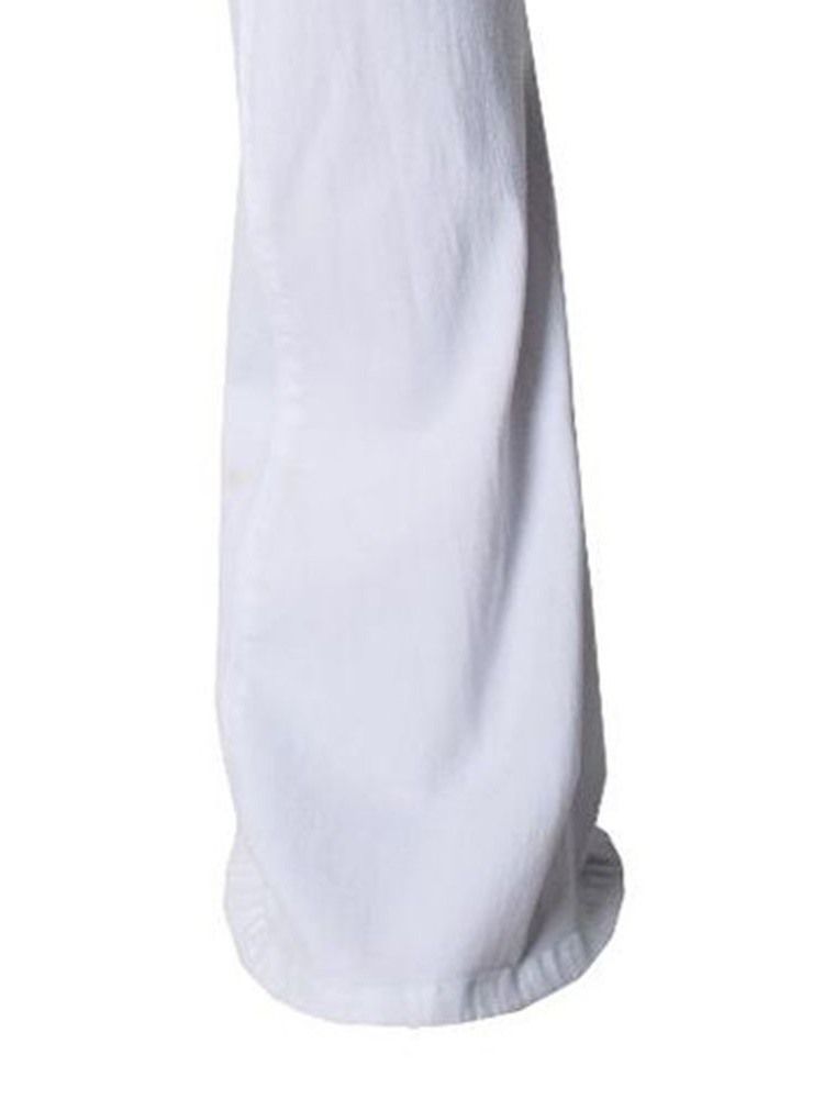 Knapp Vanliga Slim Vita Casual Flare Byxor