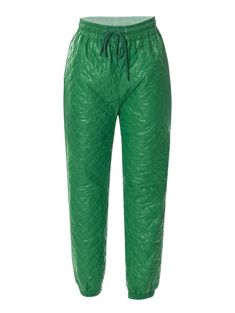 Lace-Up Pläd Slim Ankel Längd Hög Midja Casual Byxor