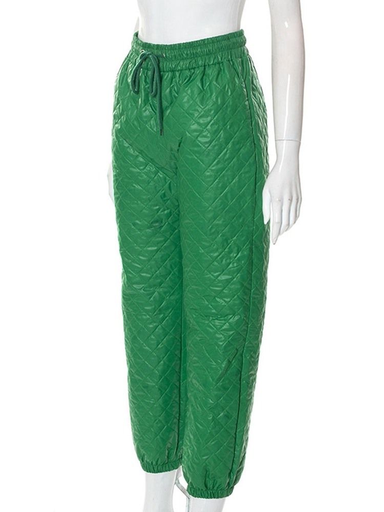 Lace-Up Pläd Slim Ankel Längd Hög Midja Casual Byxor