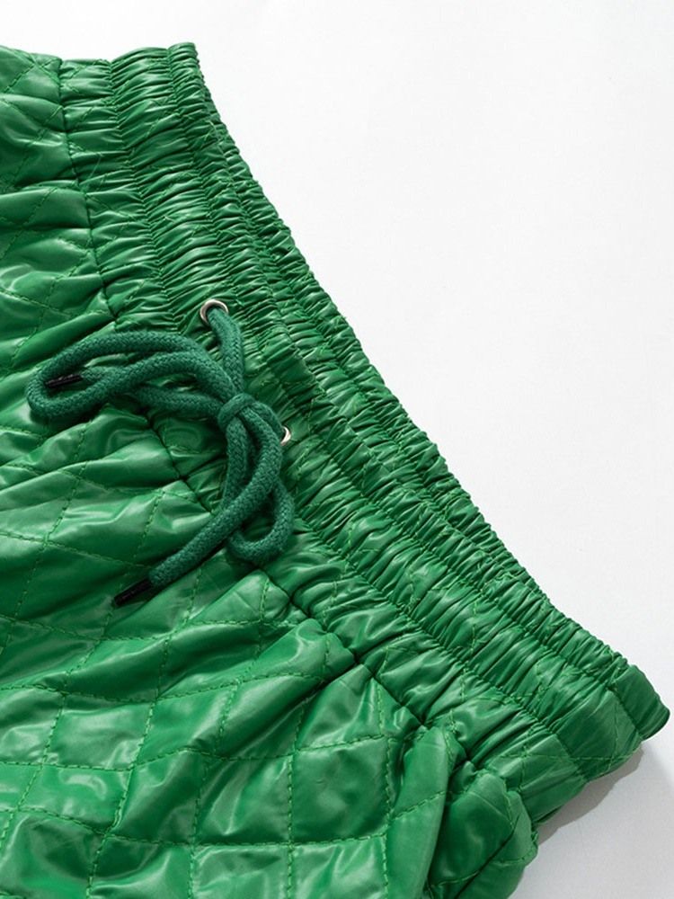 Lace-Up Pläd Slim Ankel Längd Hög Midja Casual Byxor