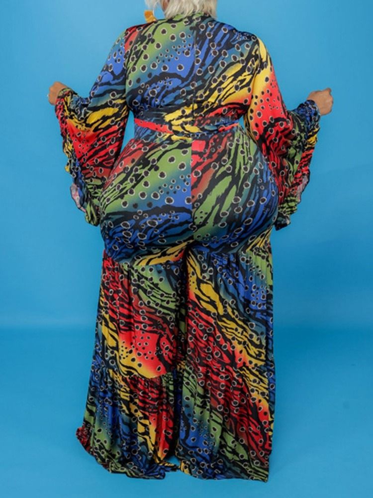 Mode Hellängd Spets Hög Midja Lös Jumpsuit