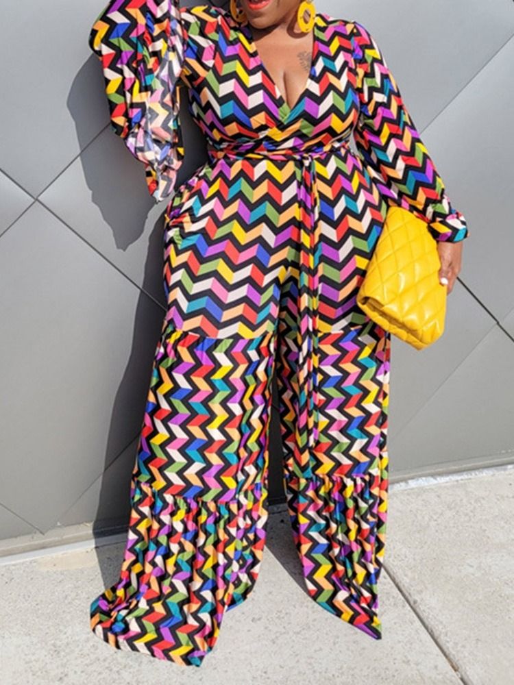 Mode Hellängd Spets Hög Midja Lös Jumpsuit
