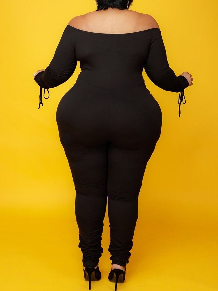 Plus Size Vanlig Hellängd Western Pencil Pants Skinny Jumpsuit