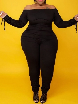 Plus Size Vanlig Hellängd Western Pencil Pants Skinny Jumpsuit