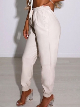 Pocket Plain Slim Full Längd Pencil Byxor Dam Casual Byxor