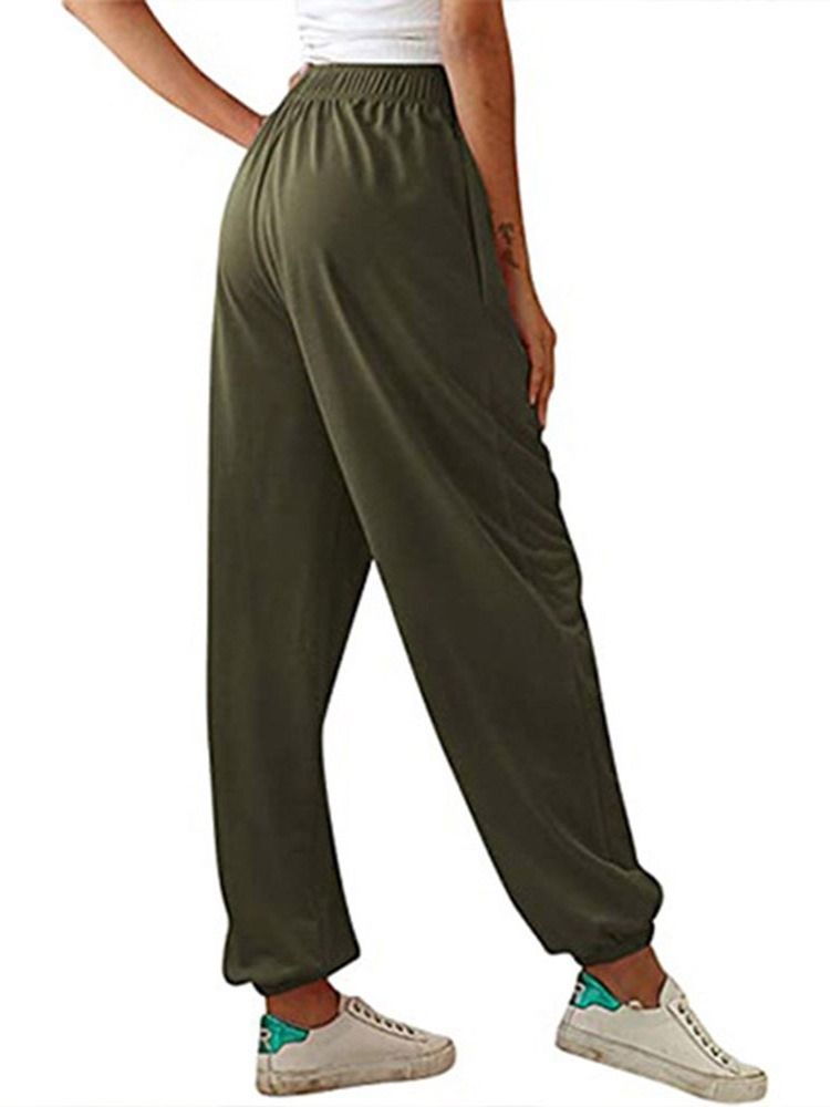 Pocket Slim Plain Full Längd Pencil Pants Dambyxor