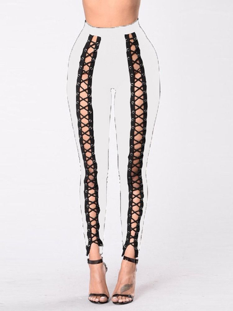 Skinny Plain Pencil Byxor Med Hög Midja Dambyxor
