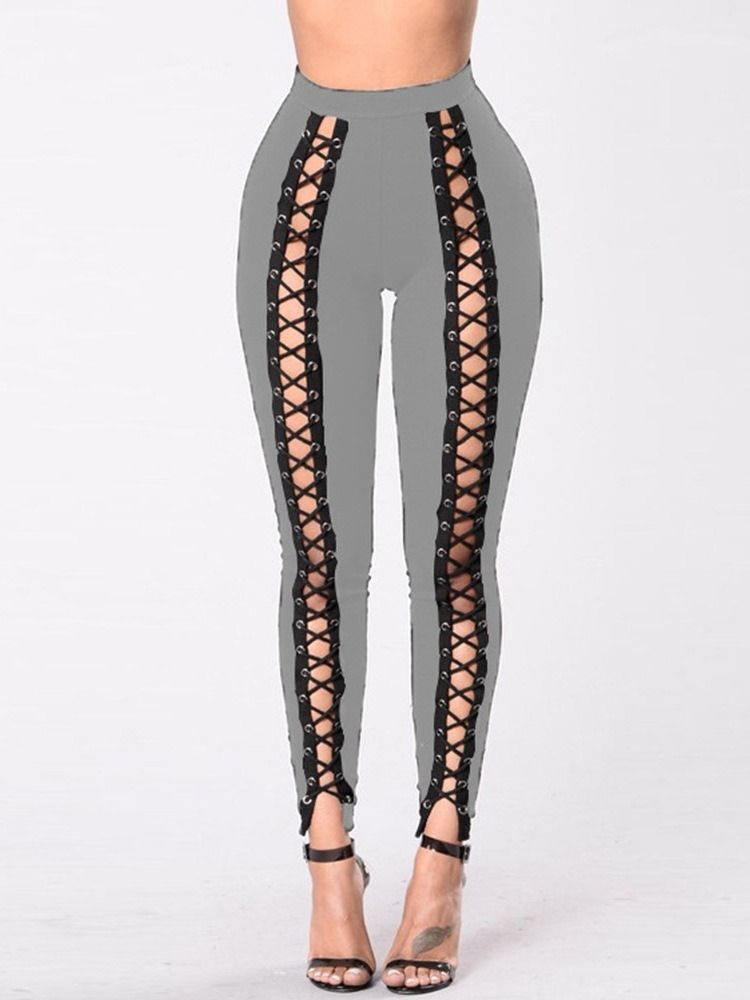 Skinny Plain Pencil Byxor Med Hög Midja Dambyxor