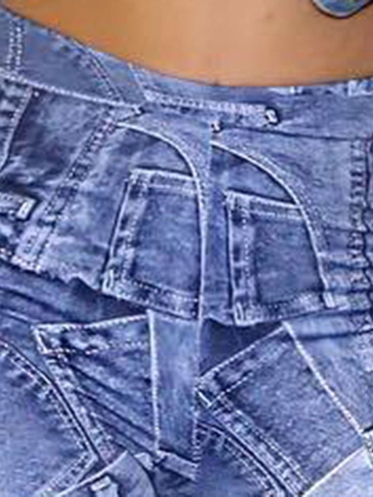 Skinny Print Mid-Calf High Waist Casual Byxor