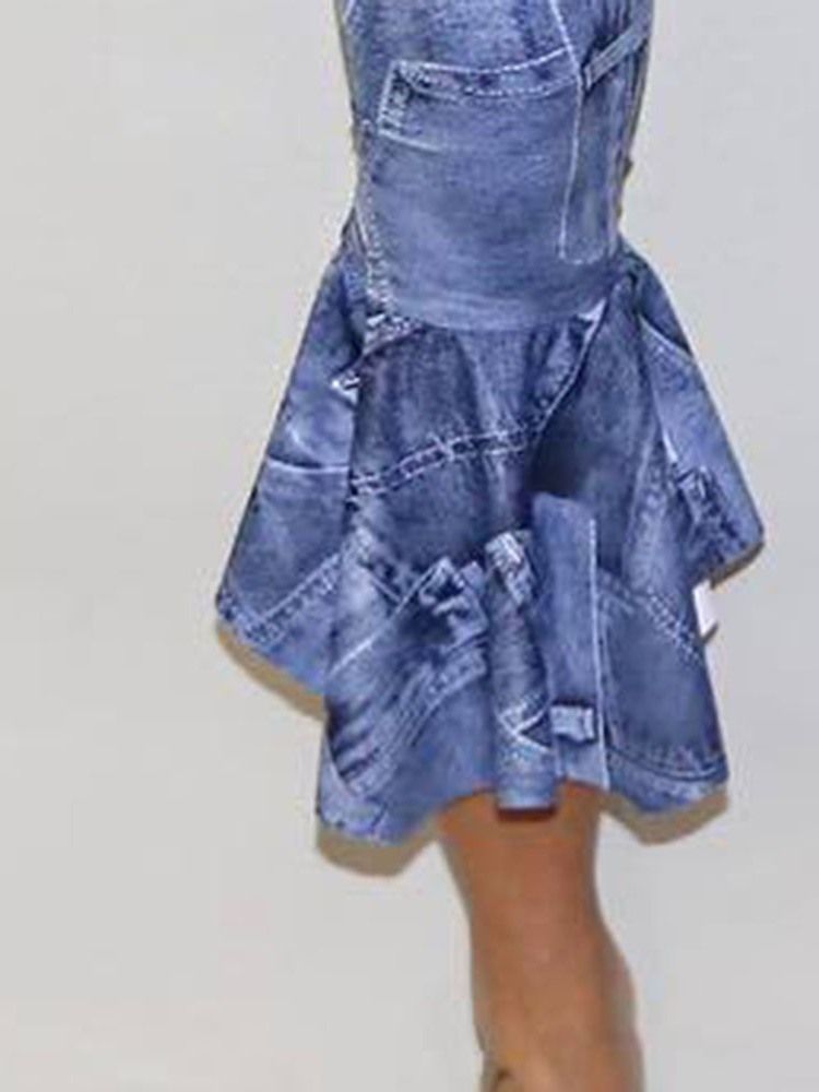 Skinny Print Mid-Calf High Waist Casual Byxor
