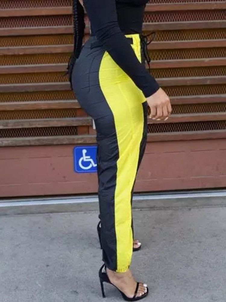 Slim Color Block Ankellängd Pencil Pants Casual Byxor
