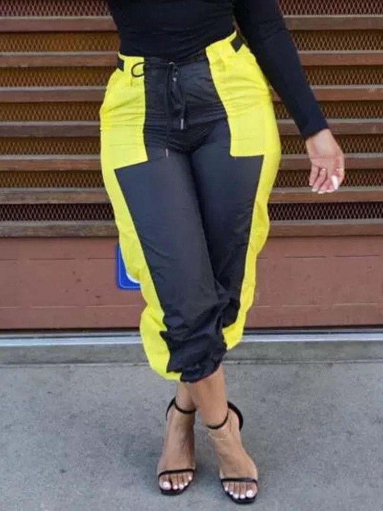 Slim Color Block Ankellängd Pencil Pants Casual Byxor