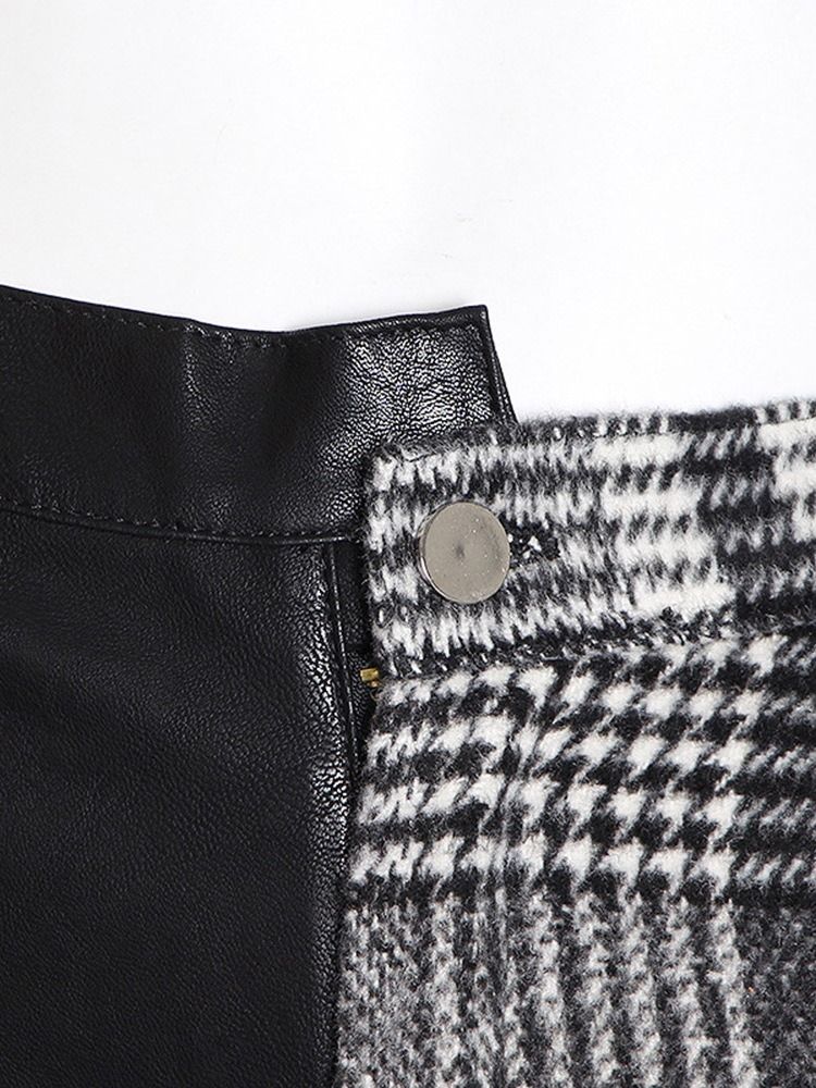 Slimma Houndstooth Patchwork Haremsbyxor Med Mitten Av Midjan Casual Byxor För Kvinnor