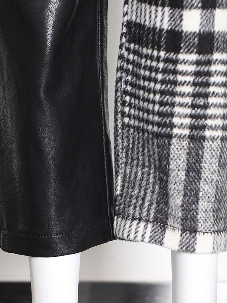 Slimma Houndstooth Patchwork Haremsbyxor Med Mitten Av Midjan Casual Byxor För Kvinnor