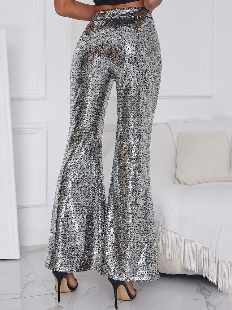 Slimma Split Mid Waist Bellbottoms Casual Byxor