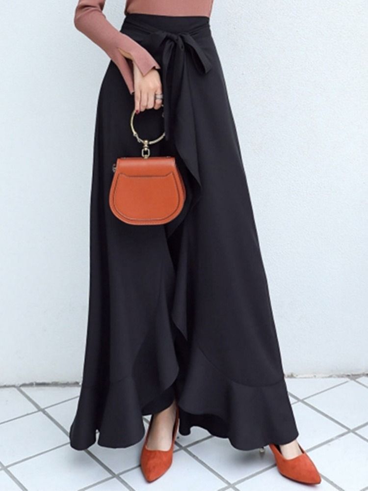Vanliga Asymmetriska Kvinnors Smala Hellängds Culottes Casual Byxor