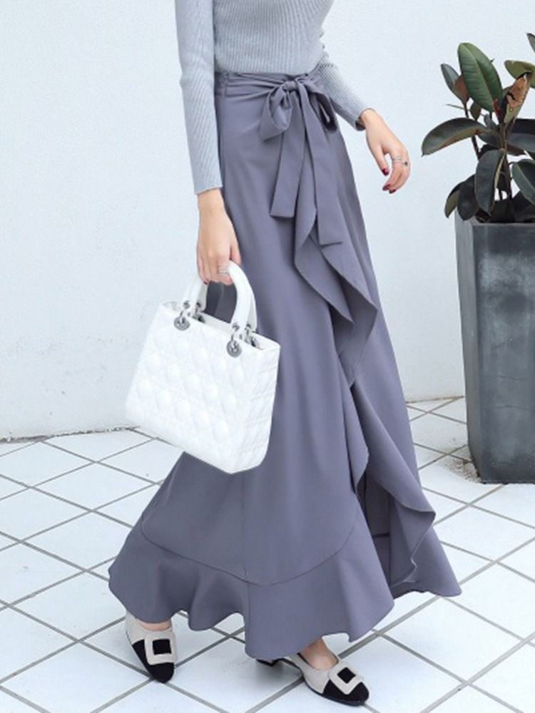 Vanliga Asymmetriska Kvinnors Smala Hellängds Culottes Casual Byxor