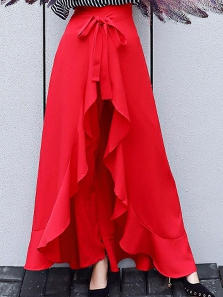 Vanliga Asymmetriska Kvinnors Smala Hellängds Culottes Casual Byxor